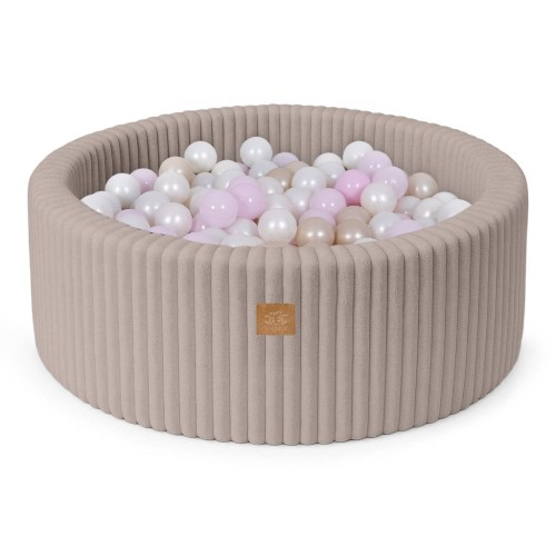 Basen z Kulkami dla Dziecka – Churros pebble-beige 200 Piłeczek Perłowy biały/Pink pastel/Jasno Perłowo Złoty
