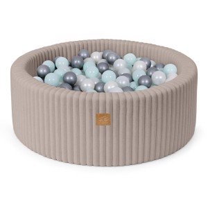 Basen z Kulkami dla Dziecka – Churros pebble-beige 200 Piłeczek Perłowy biały/Perłowy Miętowy/Srebrny