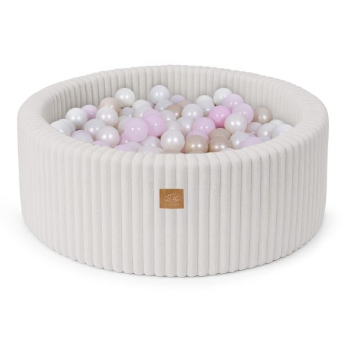 Basen z Kulkami dla Dziecka – Churros cotton-candy-white 200 Piłeczek Perłowy biały/Pink pastel/Jasno Perłowo Złoty