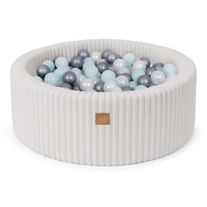 Basen z Kulkami dla Dziecka – Churros cotton-candy-white 200 Piłeczek Perłowy biały/Perłowy Miętowy/Srebrny