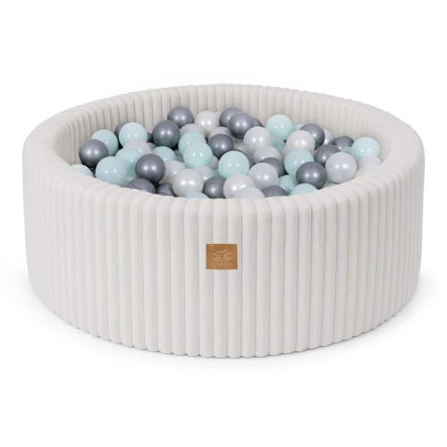 Basen z Kulkami dla Dziecka – Churros cotton-candy-white 200 Piłeczek Perłowy biały/Perłowy Miętowy/Srebrny