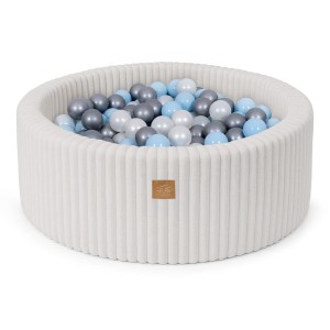 Basen z Kulkami dla Dziecka – Churros cotton-candy-white 200 Piłeczek Perłowy biały/Jasno Niebieski/Srebrny