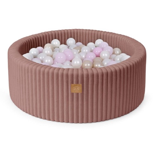 Basen z Kulkami dla Dziecka – Churros ruby-chocolate-pink 200 Piłeczek Perłowy biały/Pink pastel/Jasno Perłowo Złoty