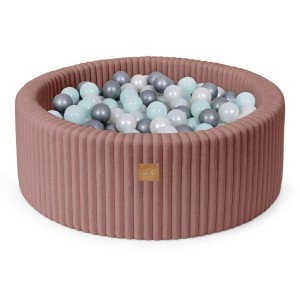 Basen z Kulkami dla Dziecka – Churros ruby-chocolate-pink 200 Piłeczek Perłowy biały/Perłowy Miętowy/Srebrny