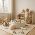 Basen z Kulkami dla Dziecka - Żółw | Cheesecake Cream Beige | Boucle bez piłek
