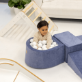 Piankowy Plac Zabaw dla Dzieci | Z Małym Basenem z Kulkami | Szałwiowa Zieleń | Velvet 100 Piłeczek Złoty