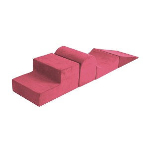 MeowBaby® Piankowy Zestaw do Zabawy, Plac Zabaw dla Dziecka, 4 elementy, Welurowy,  Malinowa Czerwień