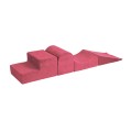 MeowBaby® Piankowy Zestaw do Zabawy, Plac Zabaw dla Dziecka, 4 elementy, Welurowy,  Malinowa Czerwień