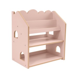 MeowBaby Biblioteczka Montessori – Regał Domek na Książki MDF  Kolor  pudrowyroz