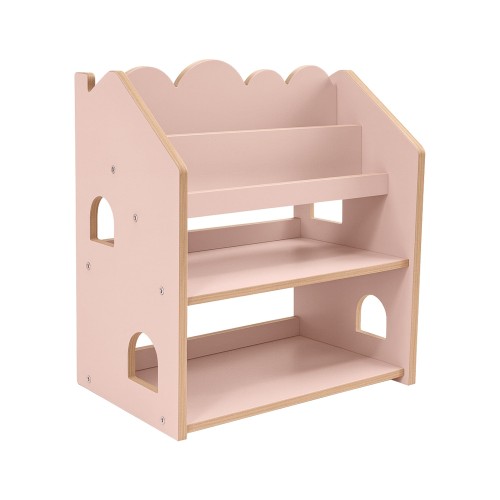 MeowBaby Biblioteczka Montessori – Regał Domek na Książki MDF  Kolor  pudrowyroz