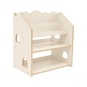 MeowBaby Biblioteczka Montessori – Regał Domek na Książki MDF bezowy-1