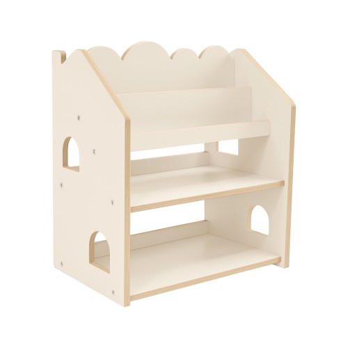 MeowBaby Biblioteczka Montessori – Regał Domek na Książki MDF bezowy-1