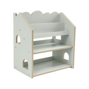 MeowBaby Biblioteczka Montessori – Regał Domek na Książki MDF mietowy-1