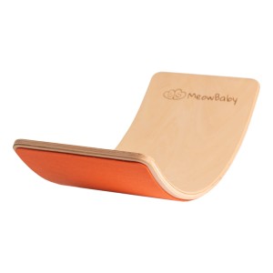 Drewniana Deska do Balansowania - Balance Board 80x30cm, Naturalna, Filc Pomarańczowy