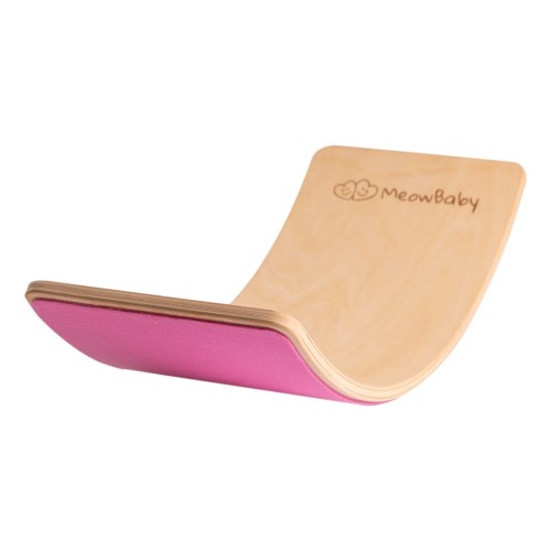 Drewniana Deska do Balansowania - Balance Board 80x30cm, Naturalna, Filc Różowy