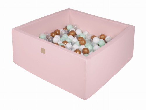 Kwadratowy Basen z 400 piłkami, 110x110x40cm, Jasnoróżowy, Cotton