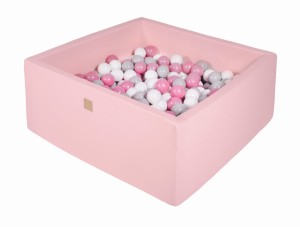 Kwadratowy Basen z 400 piłkami, 110x110x40cm, Jasnoróżowy, Cotton