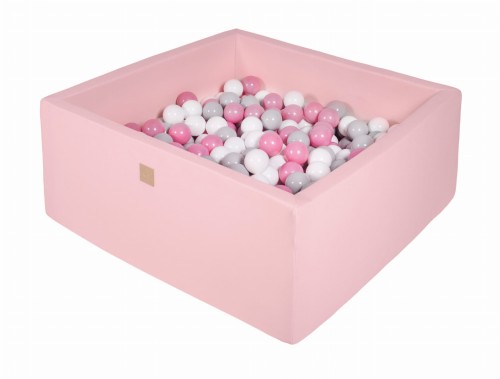 Kwadratowy Basen z 400 piłkami, 110x110x40cm, Jasnoróżowy, Cotton