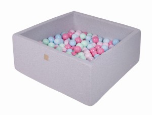 Kwadratowy Basen z 400 piłkami, 110x110x40cm, Jasnoszary, Cotton