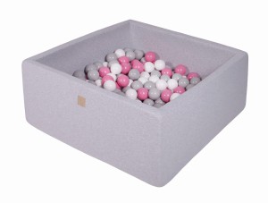 Kwadratowy Basen z 400 piłkami, 110x110x40cm, Jasnoszary, Cotton