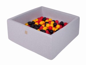 Kwadratowy Basen z 400 piłkami, 110x110x40cm, Jasnoszary, Cotton