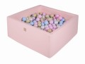 Kwadratowy Basen z 500 piłkami, 110x110x40cm, Jasnoróżowy, Cotton, Model Candy
