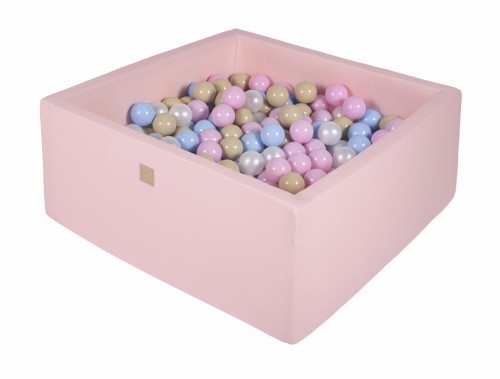 Kwadratowy Basen z 500 piłkami, 110x110x40cm, Jasnoróżowy, Cotton, Model Candy