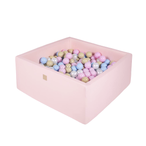 Kwadratowy Basen z 300 piłkami, 90x90x40cm, Jasnoróżowy, Cotton, Model Candy