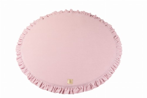 MeowBaby® Mata do Zabawy 100cm dla Dziecka Okrągła z Falbanką, Welurowa, Jasnoróżowa
