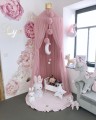 MeowBaby® Mata do Zabawy 100cm dla Dziecka Okrągła z Falbanką, Welurowa, Jasnoróżowa