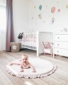 MeowBaby® Mata do Zabawy 100cm dla Dziecka Okrągła z Falbanką, Welurowa, Jasnoróżowa
