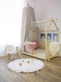 MeowBaby® Mata do Zabawy 100cm dla Dziecka Okrągła z Falbanką, Welurowa, Jasnoróżowa