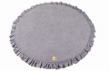 MeowBaby® Mata do Zabawy 100cm dla Dziecka Okrągła z Falbanką, Welurowa, Jasnoszara