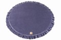 MeowBaby® Mata do Zabawy 100cm dla Dziecka Okrągła z Falbanką, Welurowa, Szaroniebieska