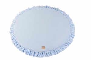 MeowBaby® Mata do Zabawy 100cm dla Dziecka Okrągła z Falbanką, Welurowy, Błękitna