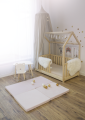 MeowBaby® Mata do Zabawy 120x120cm dla Dziecka Kwadratowa Składana, Welurowa, Jasnoróżowa