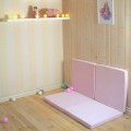 MeowBaby® Mata do Zabawy 120x120cm dla Dziecka Kwadratowa Składana, Welurowa, Jasnoróżowa