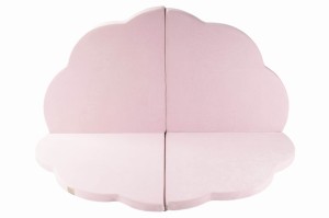 MeowBaby® Mata do Zabawy 160x160cm dla Dziecka Chmurka Składana, Welurowa, Jasnoróżowa