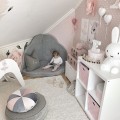 MeowBaby® Mata do Zabawy 160x160cm dla Dziecka Chmurka Składana, Welurowa, Jasnoszara