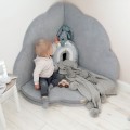 MeowBaby® Mata do Zabawy 160x160cm dla Dziecka Chmurka Składana, Welurowa, Jasnoszara