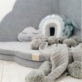 MeowBaby® Mata do Zabawy 160x160cm dla Dziecka Chmurka Składana, Welurowa, Jasnoszara