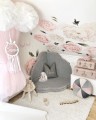 MeowBaby® Mata do Zabawy 160x160cm dla Dziecka Chmurka Składana, Welurowa, Jasnoszara