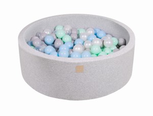Okrągły Basen z 200 piłkami, 90x30cm, Jasnoszary, Cotton