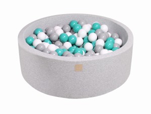 Okrągły Basen z 200 piłkami, 90x30cm, Jasnoszary, Cotton