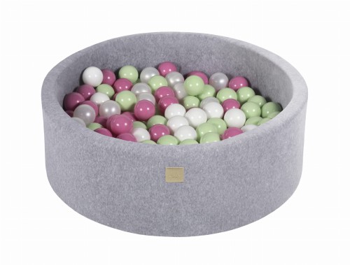 Okrągły Basen z 200 piłkami, 90x30cm, Jasnoszary, Velvet