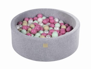 Okrągły Basen z 200 piłkami, 90x30cm, Jasnoszary, Velvet