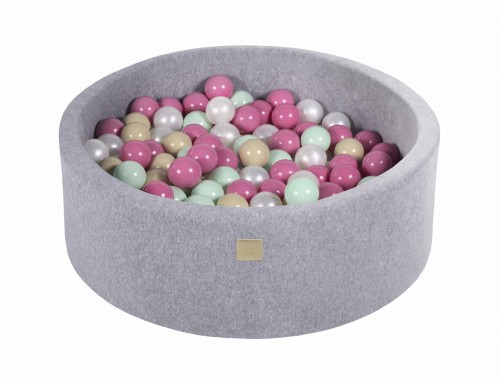 Okrągły Basen z 200 piłkami, 90x30cm, Jasnoszary, Velvet