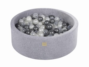 Okrągły Basen z 200 piłkami, 90x30cm, Jasnoszary, Velvet