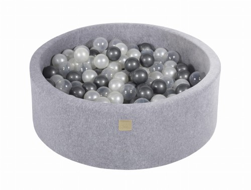 Okrągły Basen z 200 piłkami, 90x30cm, Jasnoszary, Velvet
