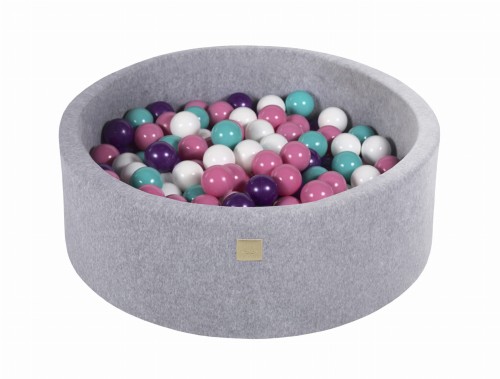 Okrągły Basen z 200 piłkami, 90x30cm, Jasnoszary, Velvet